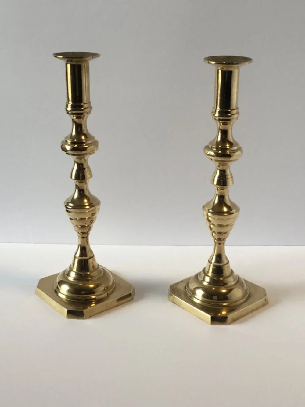 Vintage Brass Candlesticks Tapered Candle Holders a Pair Modern Cottagecore